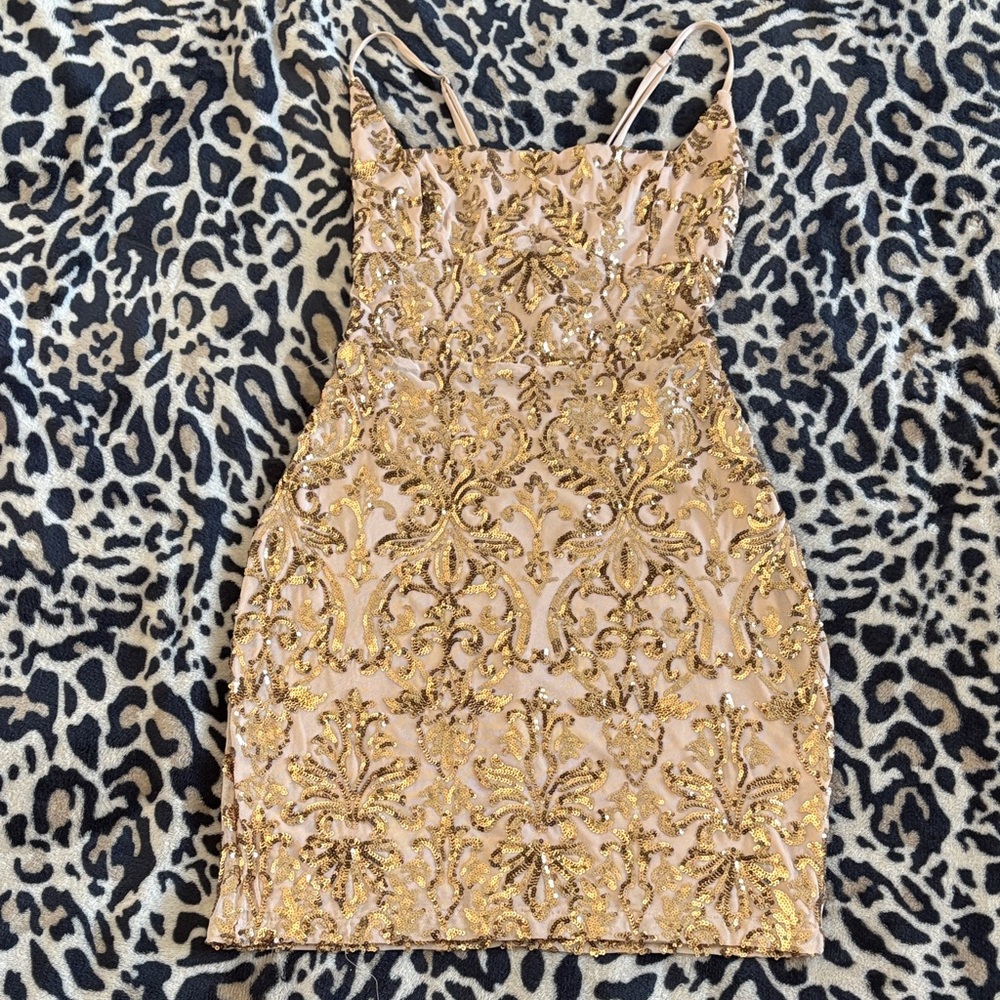 Windsor Gold Embellished Mini Dress